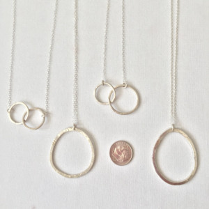 Simple Silver Double Circle Infinity Necklace, 925 Sterling Silver with choice of necklace length of 16, 18 or 20 inches