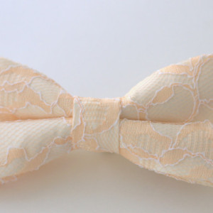 Peachy Fairytale Bow Tie - Peach Bow Tie - Peach Ivory Bow Tie - Peach Lace Bow Tie - Mens Peach Bow Tie - Kids Bow Tie - Groom Bow Tie