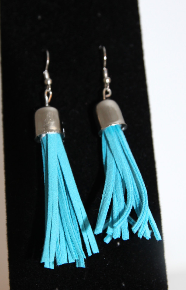 blue tassel earrings