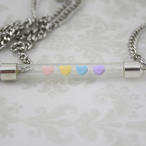 Conversation Heart Floating Necklace - Valentine's Day - Valentine - Pastels - Gifts For Her - Polymer Clay - Unique - Modern - Minimalist
