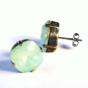 Mint Opal Swarovski Crystal Stud Earrings