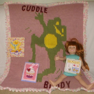 knitted frog blanket