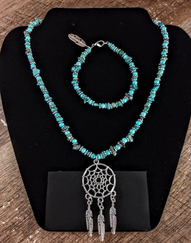Turquoise and Sterling Silver Dream Catcher Set