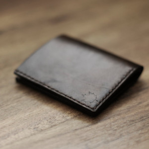 Mens Custom Leather Wallet, Thin Leather Wallet, Mens Anniversary Gift (Dark Brown Color)