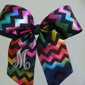 Chevron Monogrammed Personalized Initial Foil Metallic Hair Bow
