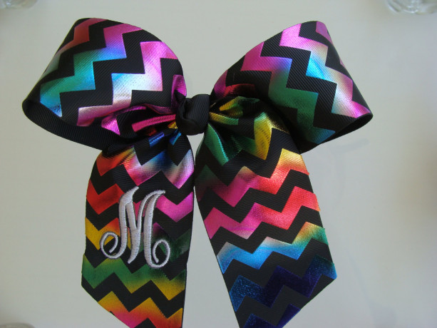 Chevron Monogrammed Personalized Initial Foil Metallic Hair Bow