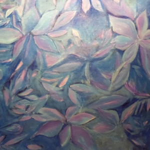 Original Blue & Violet Floral Acrylic Painting
