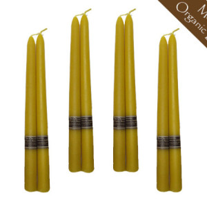 100% Raw Organic Beeswax Taper Candles 10" 8 Pack