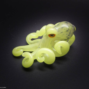 The Yoshi Green Kracken Collectible Wearable  Boro Glass Octopus Necklace / Sculpture Made to Order