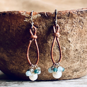 Lassoed Leather and Pearl Earrings 