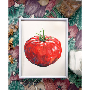 8x10 Tomato Print, Food Art, Food Illustration, Wall Art, Kitchen Art, Kitchen Decor, Kitchen Print, Food Print, Red Art, Vegetable, Tomato Paint