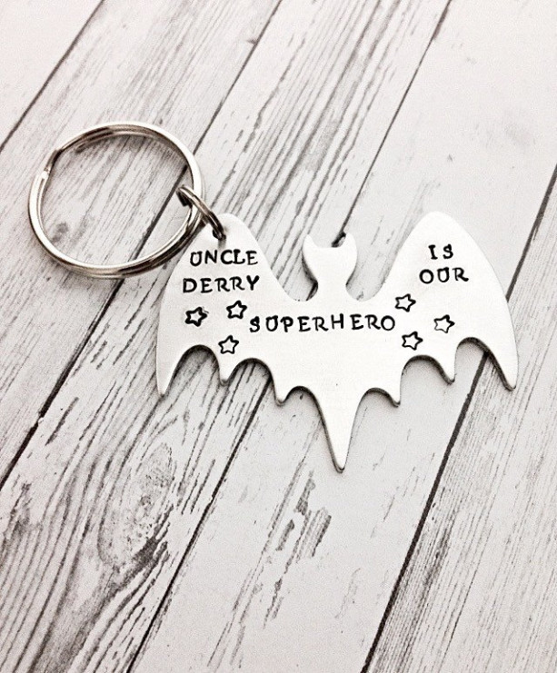 Father's Day gift for dad, Superhero keychain, uncle keychain,  bat keychain, dad gift, comic book keychain, man keychain, godfather gift