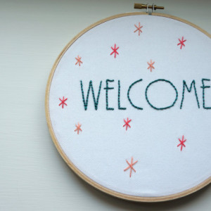 Welcome Embroidery Hoop Wall Art, Embroidery Hoop Art, Welcome Sign, New Home Gift, Welcome Artwork, Hand Embroidery, Housewarming Gift