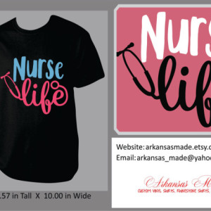 Nurse Life with stethoscope custom shirt, love nursing, heart nursing. RN LPN nurse shirt. Many colors to choose
