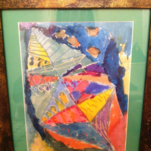 Abstract Leaf Painting in Bronzed Frame