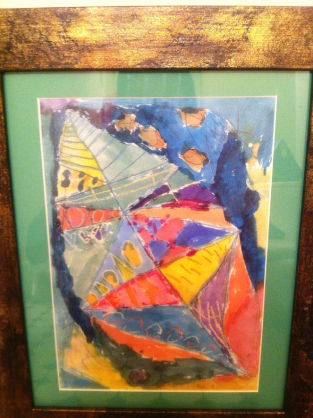 Abstract Leaf Painting in Bronzed Frame