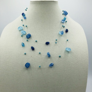 Triple Strand Floating Bead Necklace 