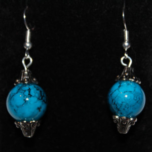 Turquoise blue glass dangle earrings