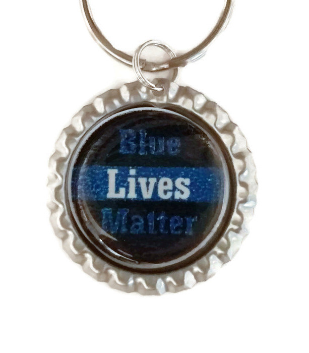Blue Lives Matter Police Thin Blue Line Keychain 