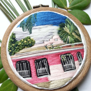 Tulum Casita Hand Embroidery Hoop Art