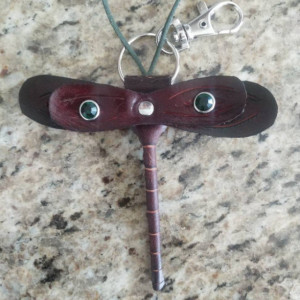 Ready to Go! Handmade Leather Dragonfly Keychains