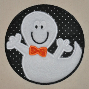 Ghost Halloween Embroidery Applique Tote / Trick or Treat Bag