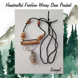 Eco Friendly Handcrafted Freeform Wiring Stone Pendant Necklace Adjustable Cord
