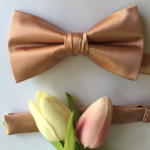 Rose Gold Bow Tie Pre Tied Messy Knot - Rose Gold Wedding - Rose Gold Groom - Rose Gold Bridal - Rose Gold Bride - Rose Gold Ring Bearer