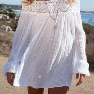 Beach Wedding Dress Gown Simple Crochet Lace