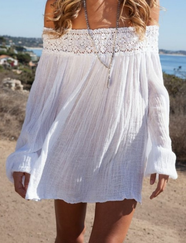 Beach Wedding Dress Gown Simple Crochet Lace