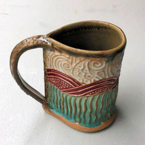 Shrimp Pottery Coffee Mug Hand Built Microwave and Dishwasher Safe