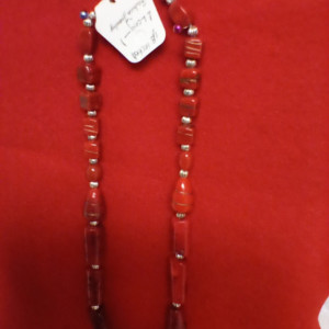 17 Inch Red stone bead necklace