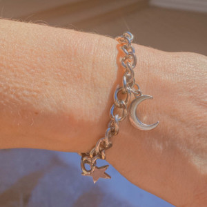 silver galaxy charm chain bracelet