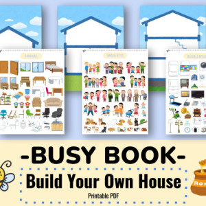 Build Your Own House Printable Busy Book, Toddler Learning Binder, Homeschool Folder Activities, Preschool, Kindergarten, Toddler Activities