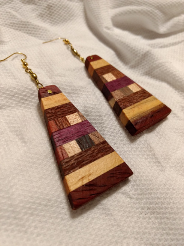 Handmade Wood Inlay Earrings