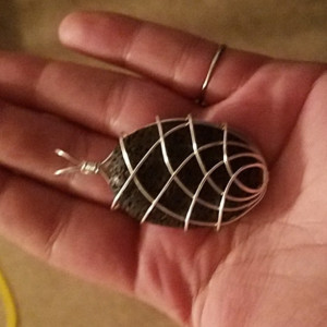 Wire wrapped lava rock