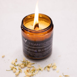 Jasmine Blossom Handmade Beeswax Candle 9 oz / Transcend Cosmetics