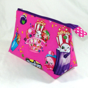 PINK and PURPLE SHOPKINS Cosmetic Bag ,Bridesmaid Gift, Holiday Gift, Toiletry Bag, Pencil Case, Travel Bag,Gift Bag