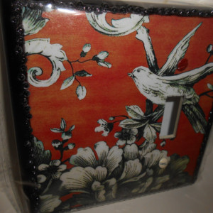 Custom Crafted Single X-Large Floral & Bird Design Light Switchplate Cover(rst)