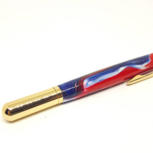 Handcrafted Acrylic Red/White/Blue Rollester Roller Ball pen