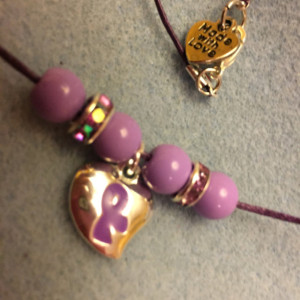 Purple Ribbon Charm Necklace