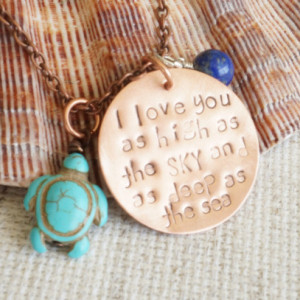 I Love You As High As The Sky And As Deep As The Sea Copper Necklace