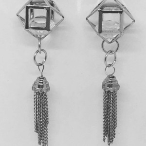 Cage swarovski drop earrings with tassel