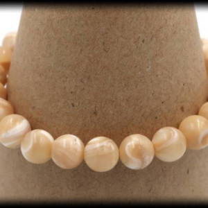Mother of Pearl Solid Gemstone Bracelet for Wealth and Faith