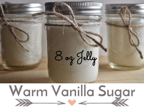 Warm Vanilla Sugar 8 ounce  Scented Handcrafted Soy Candle Jelly Jar