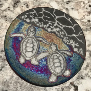 Raku Pottery sea turtle handmade 