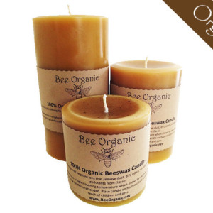 Organic Beeswax Pillar Candles Large Set of 3