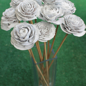 12 Customizable Hand-Painted Cedar Rose Pine Cone Flower Bouquet
