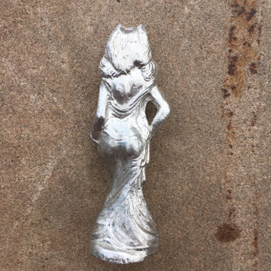 Witch or enchantress pewter figurine, hand cast