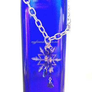 Snowflake Pendant Silvertone with Blue Heart Charms 